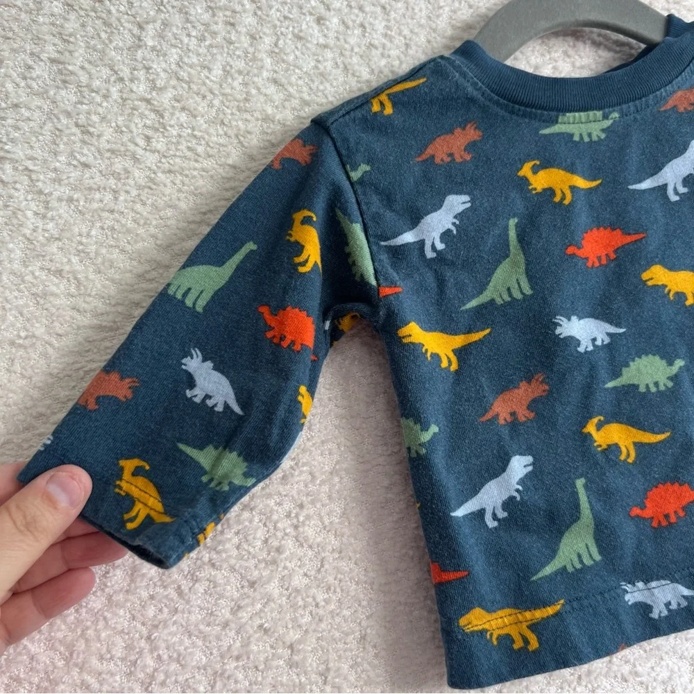 Hanna Andersson Infant Blue Dinosaurs Cotton Long Sleeve Shirt Size 0-3 Months - Picture 4 of 7